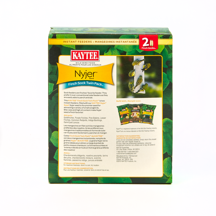 Kaytee Wild Bird Food Nyjer® Seed Finch Sock Twin Pack™ Instant Feeder 26oz