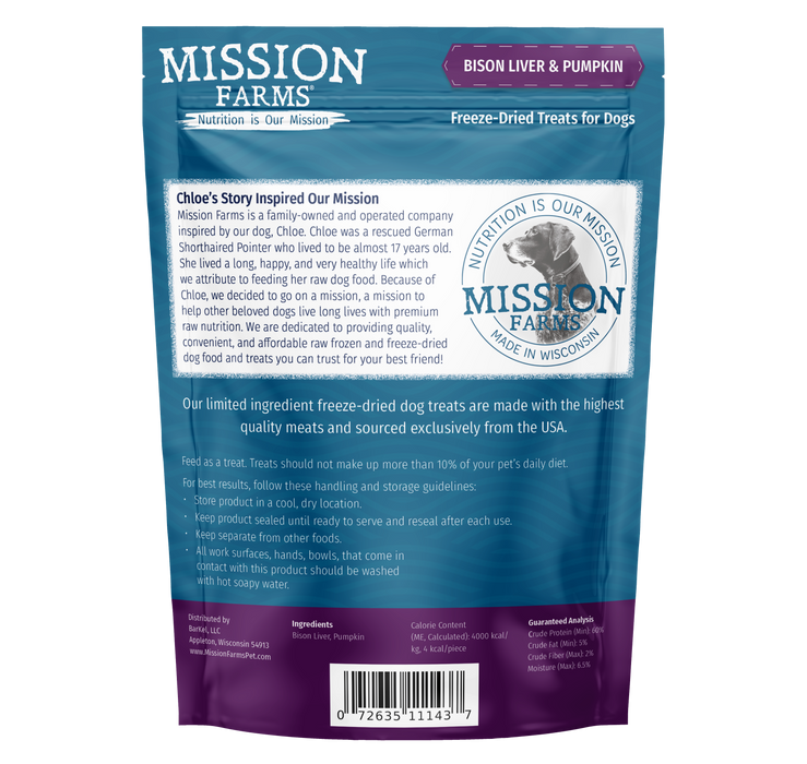 Mission Farms Bison Liver & Pumpkin Treats 3oz