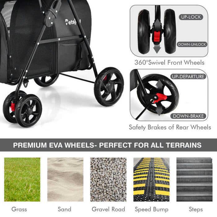 Furr Baby Gifts 4-in-1 Double Pet Stroller with Detachable Carrier and Travel Carriage