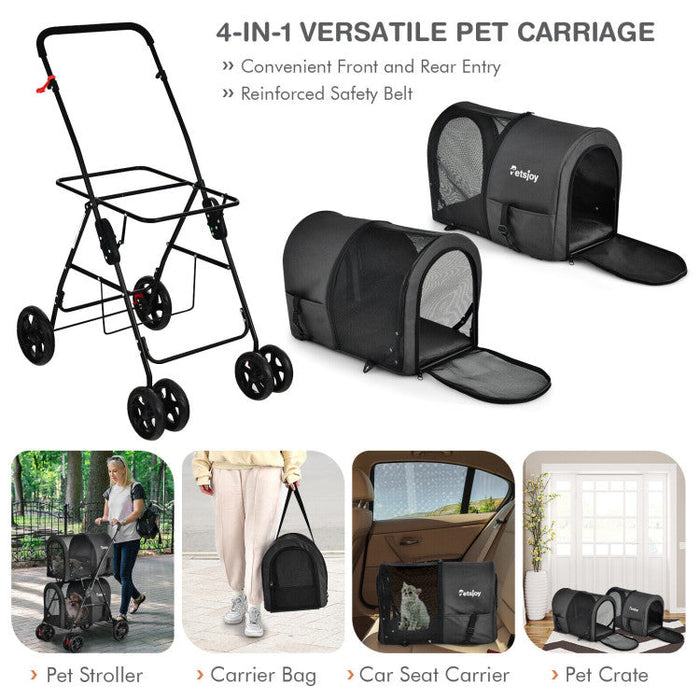 Furr Baby Gifts 4-in-1 Double Pet Stroller with Detachable Carrier and Travel Carriage