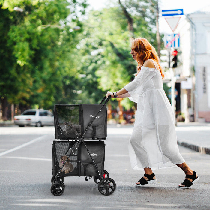 Furr Baby Gifts 4-in-1 Double Pet Stroller with Detachable Carrier and Travel Carriage