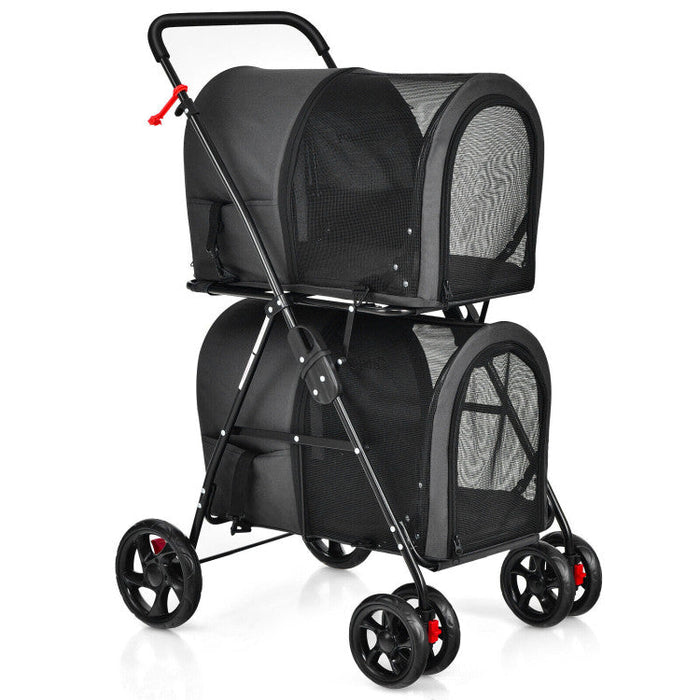 Furr Baby Gifts 4-in-1 Double Pet Stroller with Detachable Carrier and Travel Carriage