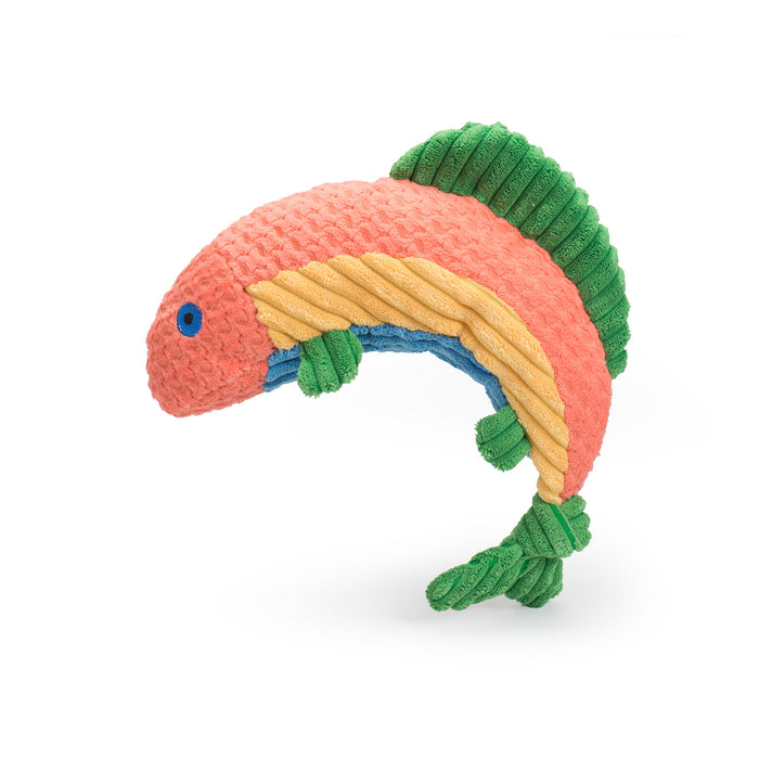 HuggleHounds Rauccous Rainbow Trout Knottie® Plush Dog Toy