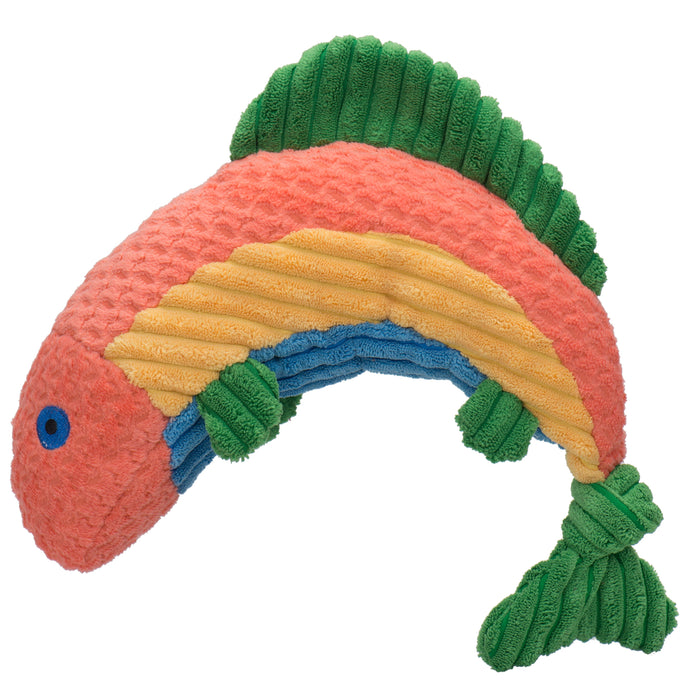HuggleHounds Rauccous Rainbow Trout Knottie® Plush Dog Toy