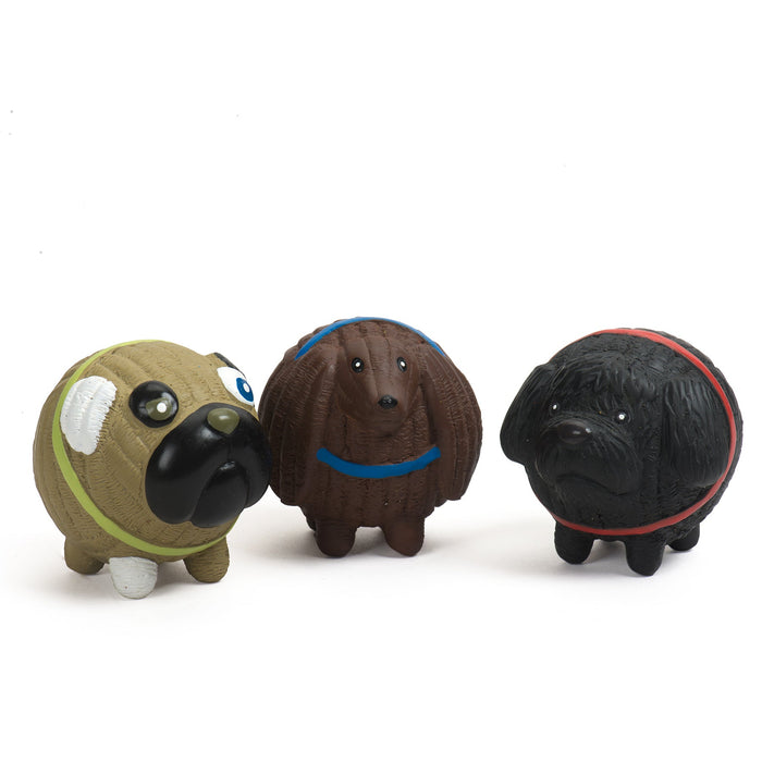 HuggleHounds Assorted Ruff-Tex® HuggleMutt™ Latex Balls Dog Toys, Small (Pack of 3)