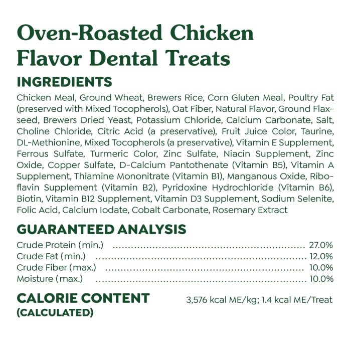 Greenies Feline Adult Cat Dental Treats Oven Roasted Chicken 2.1oz