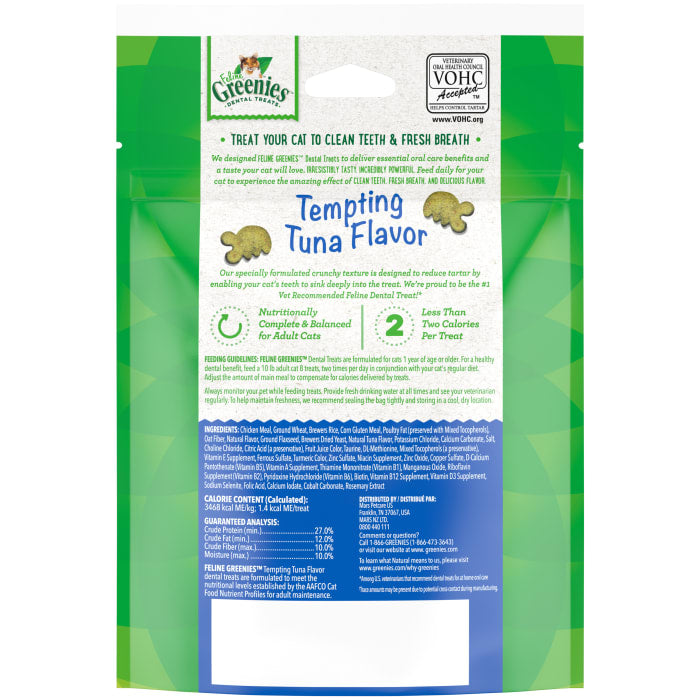 Greenies Feline Adult Cat Dental Treats Tempting Tuna 2.1oz