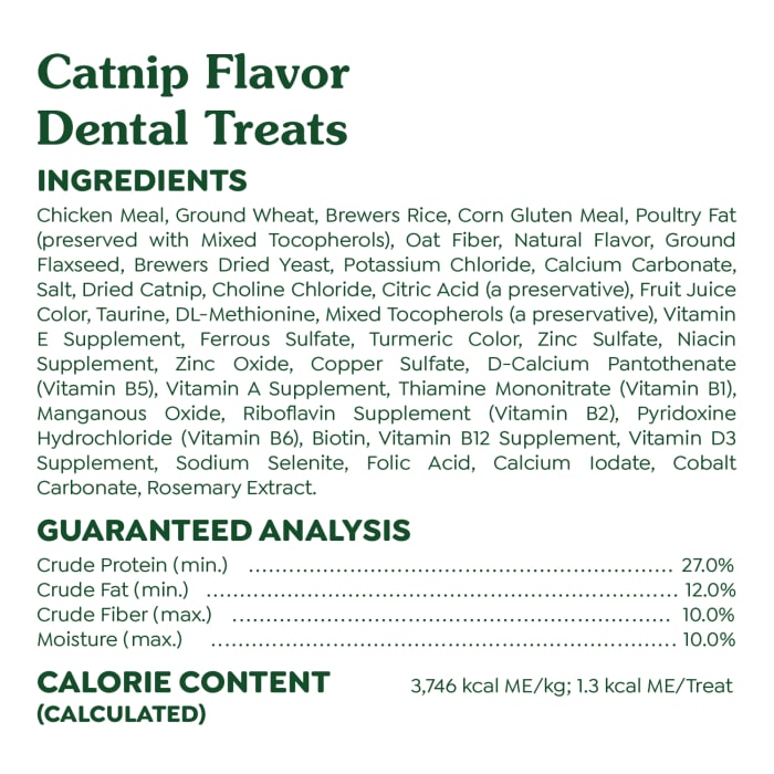 Greenies Feline Adult Cat Natural Dental Treats Catnip 21oz