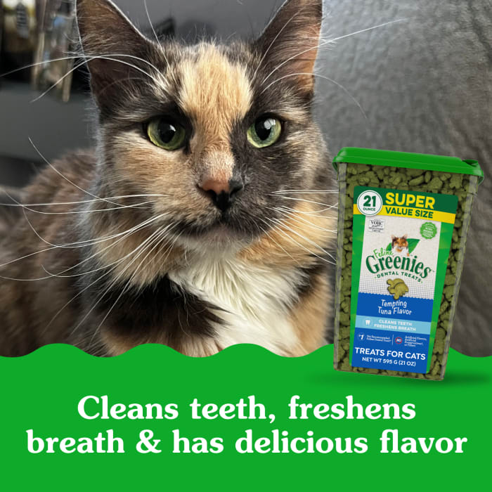 Greenies Feline Adult Cat Dental Treats Tempting Tuna 21oz