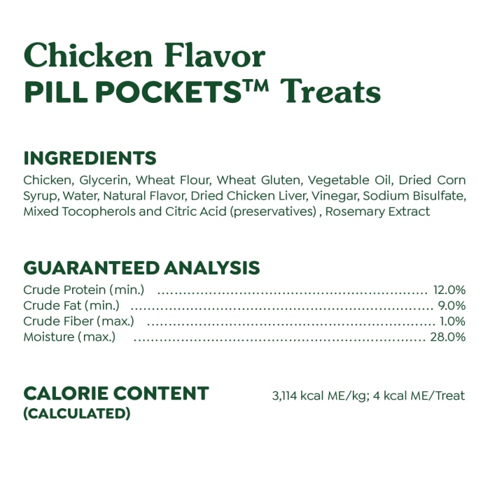 Greenies Feline Pill Pockets Natural Soft Cat Treats Chicken 1.6oz (45 Treats)