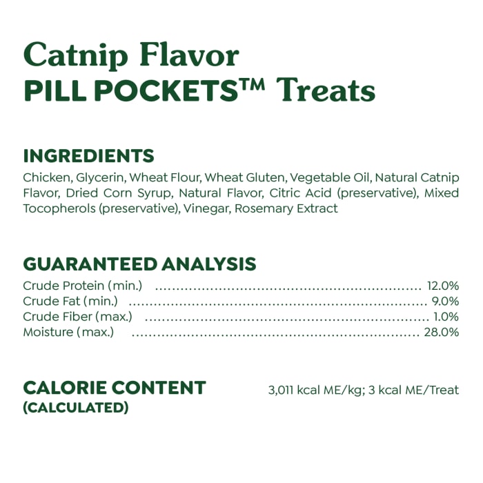 Greenies Feline Pill Pockets Natural Soft Cat Treats Catnip 1.6oz (45 Treats)