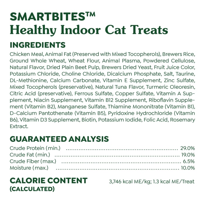 Greenies Feline SmartBites Healthy Indoor Cat Natural Treats Tuna 4.6 oz