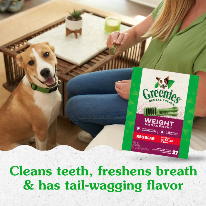 Greenies Weight Management Dog Natural Dental Treats Regular 27oz (27 Treats)