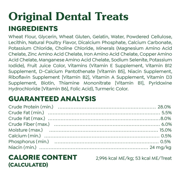 Greenies Dog Natural Dental Treats Large Original 6oz (4 Treats)