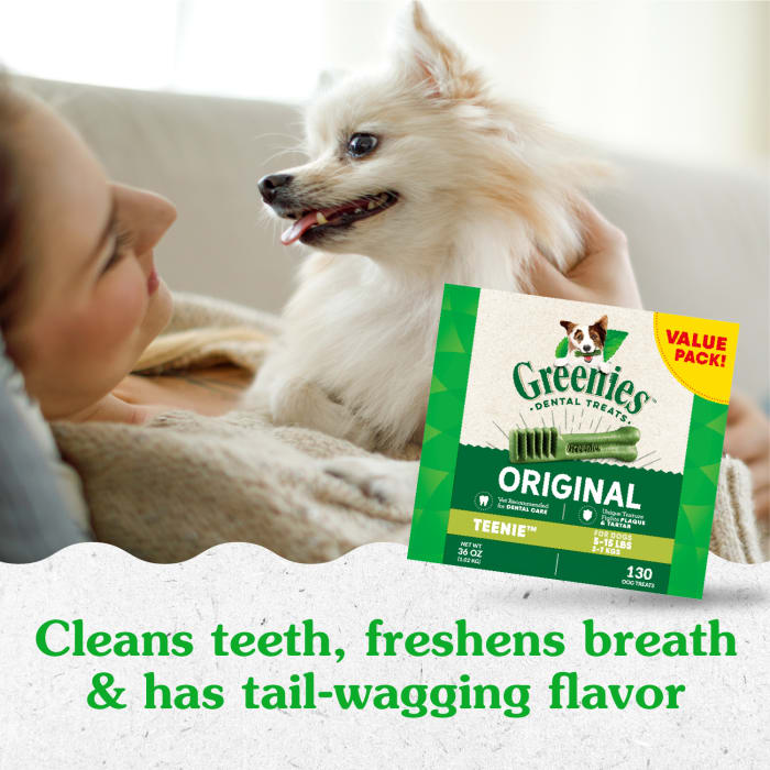 Greenies Dog Natural Dental Treats Teenie Original 36oz (130 Treats)