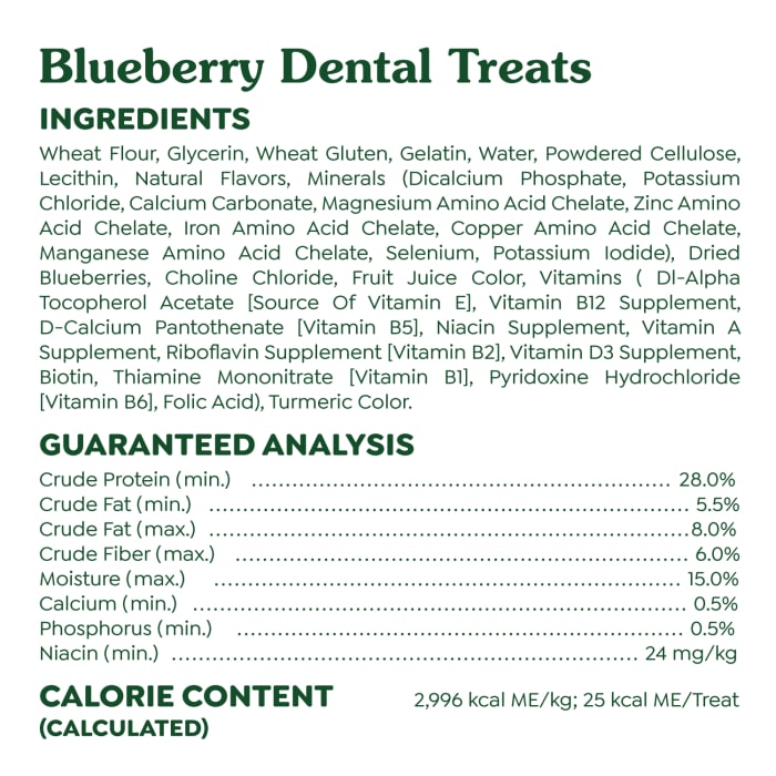 Greenies Dog Natural Dental Treats Teenie Blueberry 12oz (43 Treats)