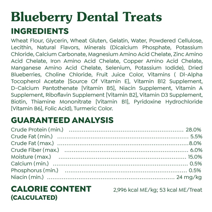 Greenies Dog Natural Dental Treats Petite Blueberry 12oz (20 Treats)