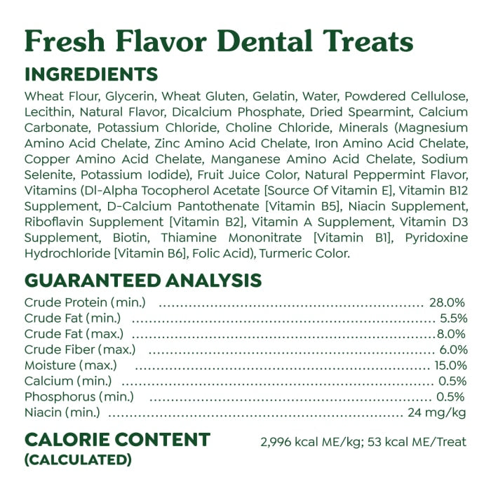 Greenies Dog Natural Dental Treats Petite Fresh 12oz (20 Treats)