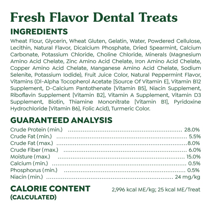 Greenies Dog Natural Dental Treats Teenie Fresh 12oz (43 Treats)