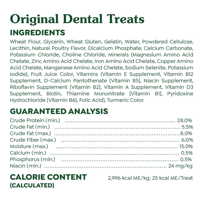 Greenies Dog Natural Dental Treats Teenie Original 6oz (22 Treats)