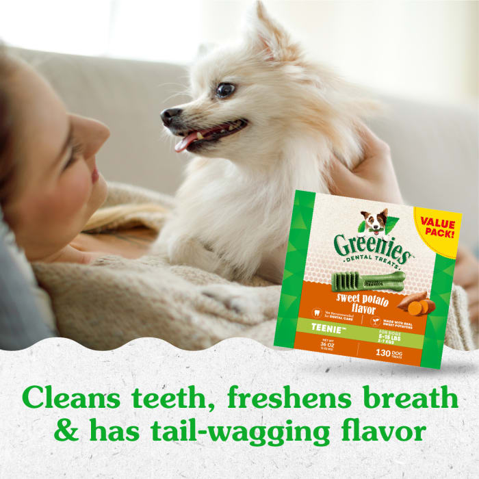 Greenies Dog Natural Dental Treats Teenie Sweet Potato 12oz (43 Treats)
