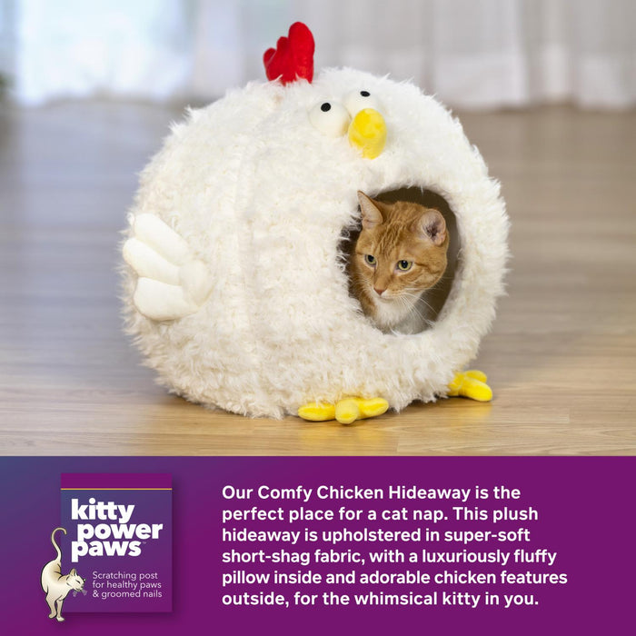 Prevue Pet Products Kitty Power Paws Comfy Chicken Hideaway for Cats, White