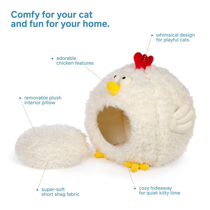 Prevue Pet Products Kitty Power Paws Comfy Chicken Hideaway for Cats, White