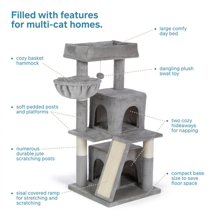 Prevue Pet Products Kitty Power Paws Comfy Kitty Cat Tree, Gray & White