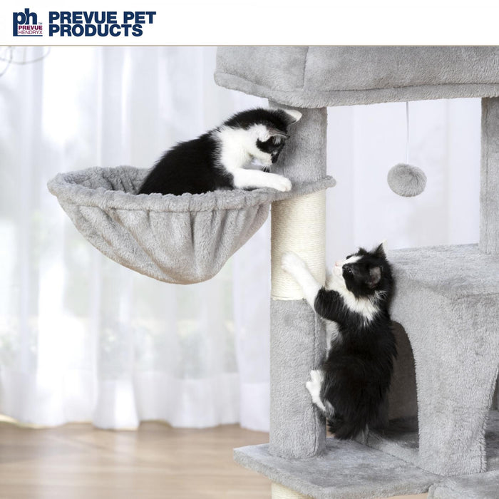 Prevue Pet Products Kitty Power Paws Comfy Kitty Cat Tree, Gray & White