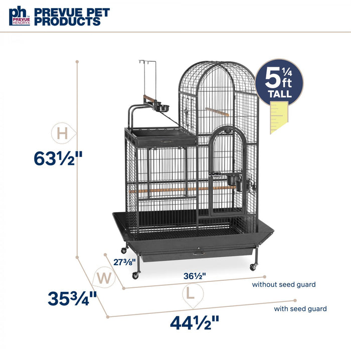 Prevue Pet Products Deluxe Parrot Double Roof Bird Cage with Playtop, Black
