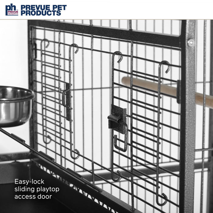 Prevue Pet Products Deluxe Parrot Double Roof Bird Cage with Playtop, Black