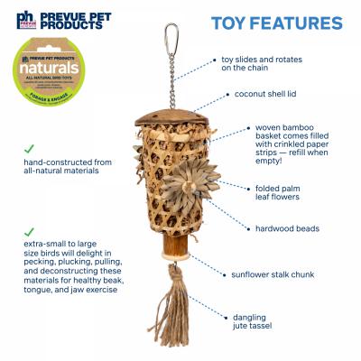 Prevue Pet Products Naturals Pluckers Cup Bird Toy