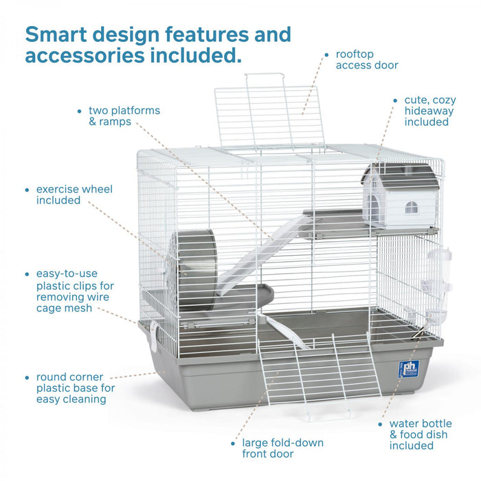 Prevue Pet Products Hamster Haven 3-Story Walk-Up Home, Gray & White
