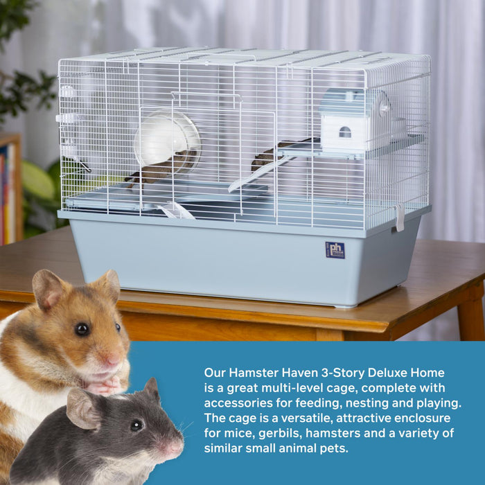 Prevue Pet Products Hamster Haven 3-Story Deluxe Home, Light Blue