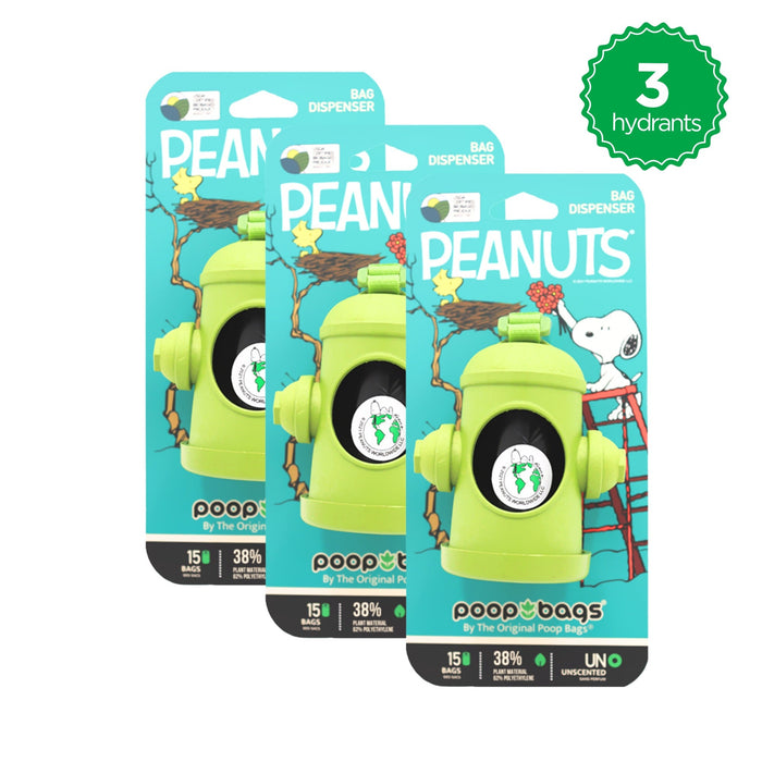 The Original Poop Bags Snoopy® Hydrant Dispenser + Leash Roll Poop Bags
