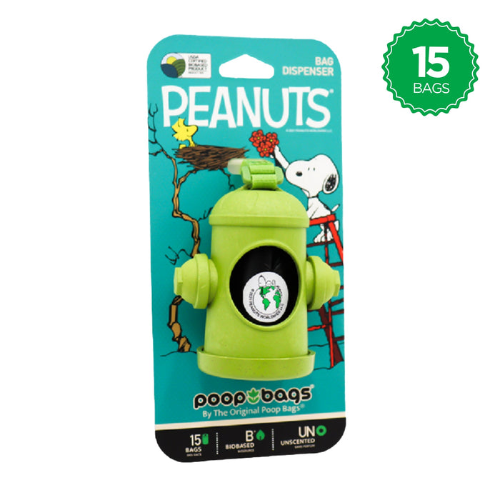 The Original Poop Bags Snoopy® Hydrant Dispenser + Leash Roll Poop Bags