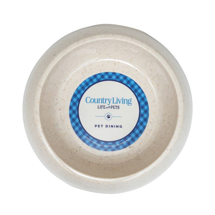 Country Living Set of 2 Natural Fiber Dog Bowls – White Swan