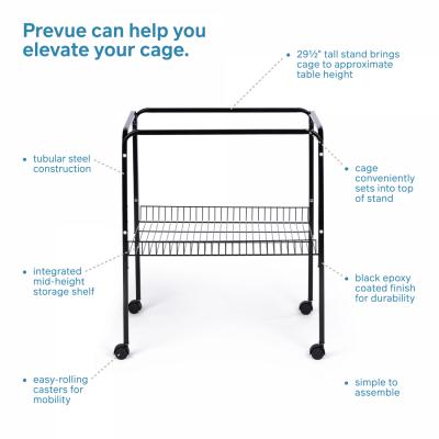 Prevue Pet Products Rolling Bird Cage Stand with Shelf, Black