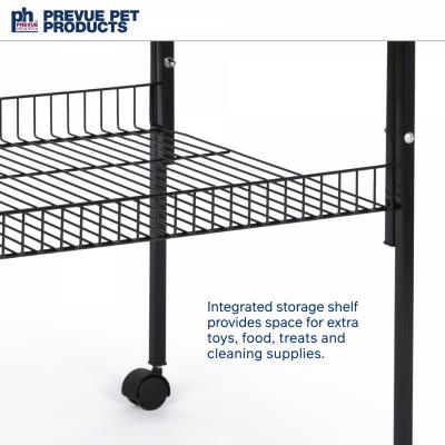 Prevue Pet Products Rolling Bird Cage Stand with Shelf, Black