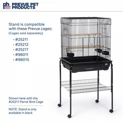 Prevue Pet Products Rolling Bird Cage Stand with Shelf, Black