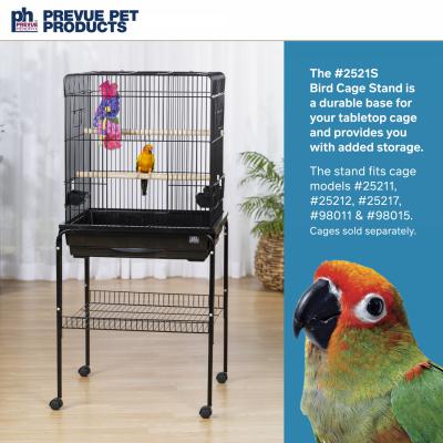 Prevue Pet Products Rolling Bird Cage Stand with Shelf, Black