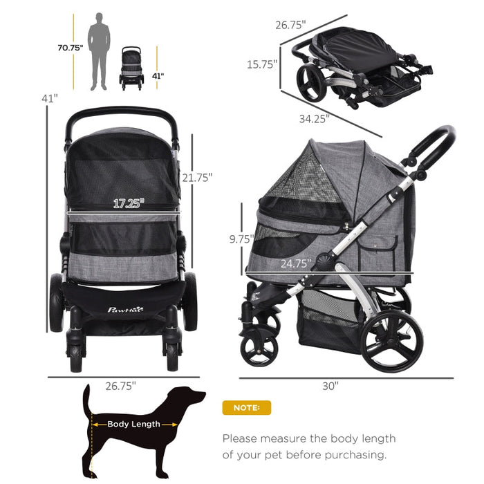 Furr Baby Gifts Travel Pet Stroller with Adjustable Handlebar
