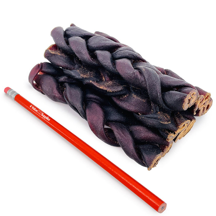 Value Pet Supplies ValueBull USA Collagen Braid Beef Large Dog Chews, Thick 6 Inch 10 Count