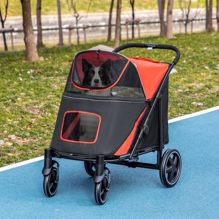 Furr Baby Gifts One-Click Foldable Stroller for Large Medium Small Dogs, Pet, Cats with Storage