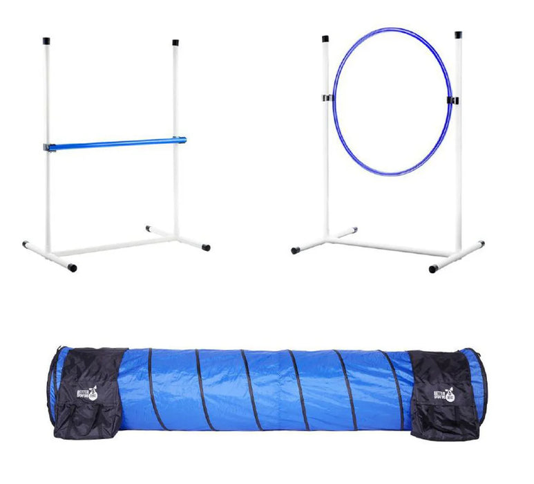 Better Sporting Dogs 3 Piece Essential Dog Agility Equipment Set | Agility Jump | Tire Jump | 10’ Tunnel with Sandbags