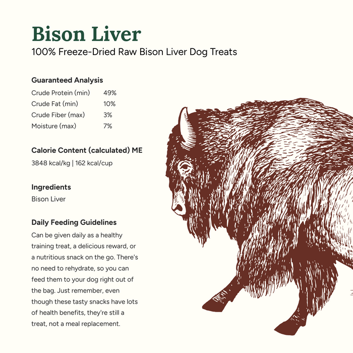 360 Pet Nutrition Bison Liver 100% Freeze Dried Raw Treats for Dogs