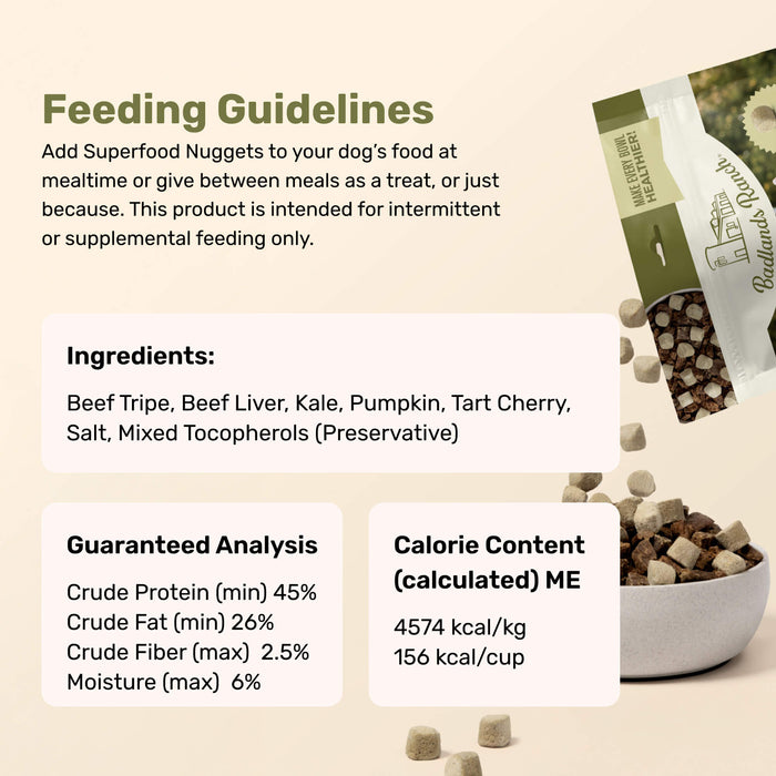Badlands Ranch Superfood Nuggets Beef Tripe and Kale