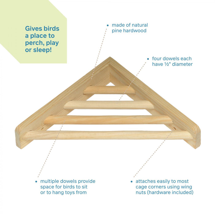 Prevue Pet Products Wood Corner Shelf Platform for Bird Cage