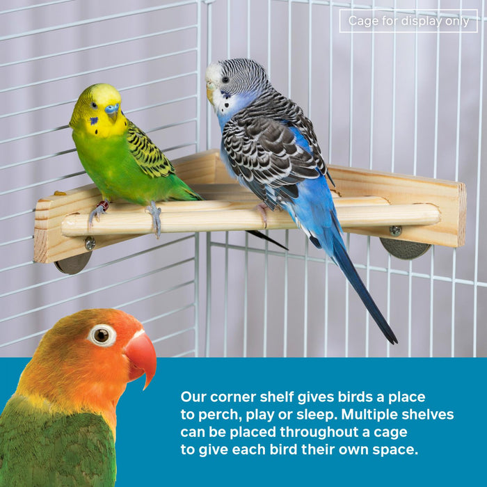 Prevue Pet Products Wood Corner Shelf Platform for Bird Cage