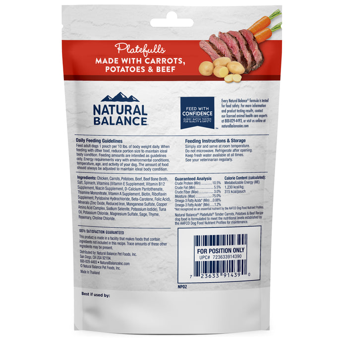 Natural Balance Pet Foods Original Ultra Platefulls Wet Dog Food Pouch Tender Carrot, Potato & Beef Recipe 9oz (Pack of 12)